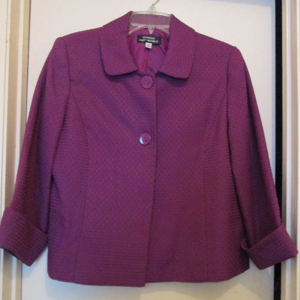 Wms. Sz. 12 Plum Textured Skirt Suit